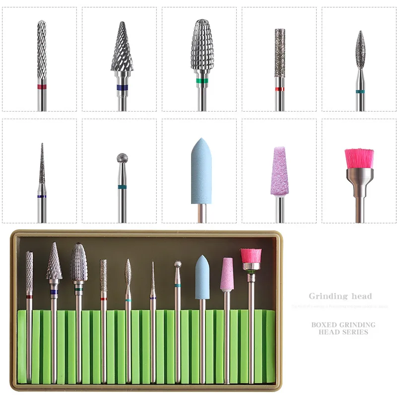 

10 PCS Combined Nail Drill Bits Set for Manicure Pedicure Ceramics Tungsten Carbide Alloy Cutter for Removing Gel Polish Tools