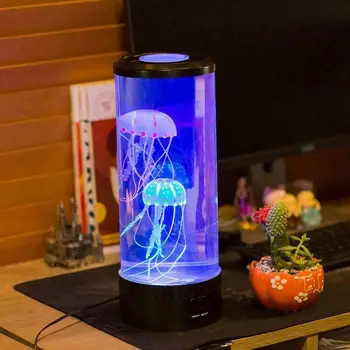 

Artificial Jellyfish Tank Night Light Aquarium LED Table Desk Bedside Lamp Kids Gift Home Room Decor With 6 Color Changing Light