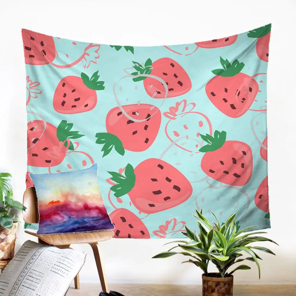 

Beauteous Tepestry Strawberry Pattern Carpet On The Wall Decoration For Modern Home Macrame Panel Wall Cloth