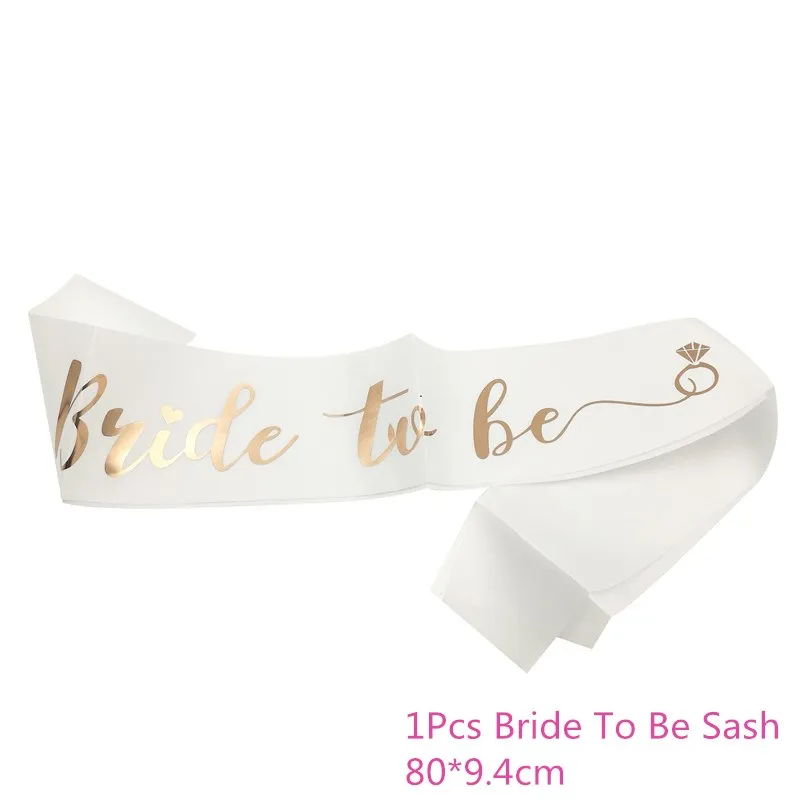 Rosegold Sash Chicinlife Невеста To Be тема фольги шар кекс Топпер кушак девичник вечерние кольцо с бриллиантами фольги шар Соломы свадебные принадлежности - Color: Rosegold Sash