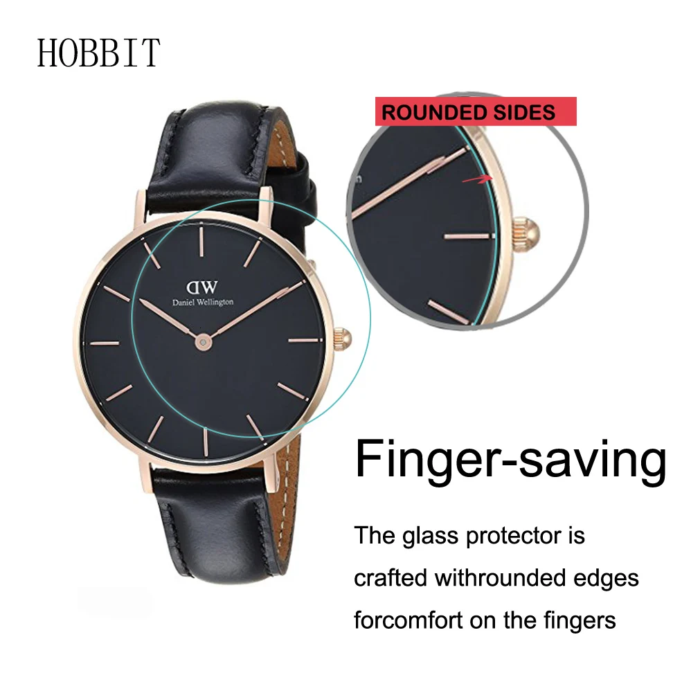 2 упаковки для Daniel Wellington DW 32 мм 34 мм 36 мм 38 мм 40 мм 0,3 мм 2.5D 9H прозрачное закаленное стекло для защиты экрана Смарт-часы ЖК-пленка