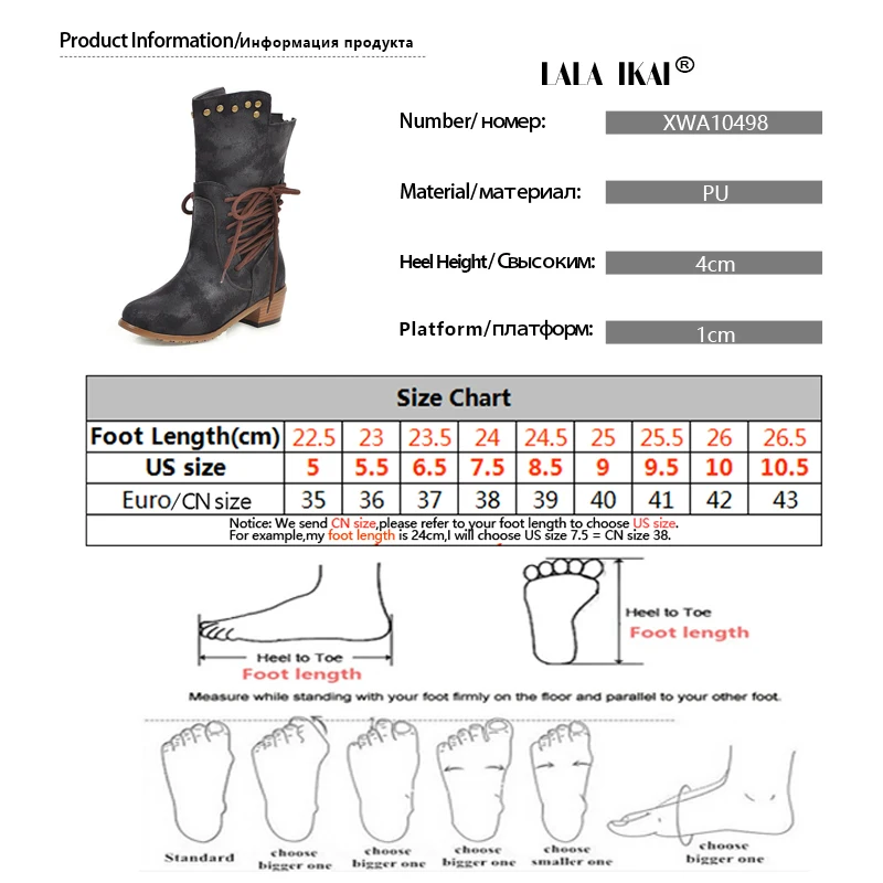 LALA IKAI/ женские ботинки; сезон осень-зима; Новая женская обувь на плоской подошве с круглым носком на шнуровке; обувь для вечеринок в байкерском стиле; XWA10498-4