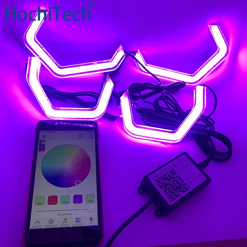 Wifi RGB многоцветный M4 Знаковый стиль светодиодный Кристалл глаза ангела комплекты света для BMW E60 5 серии XENON 528i/535i, pre LCI и LCI