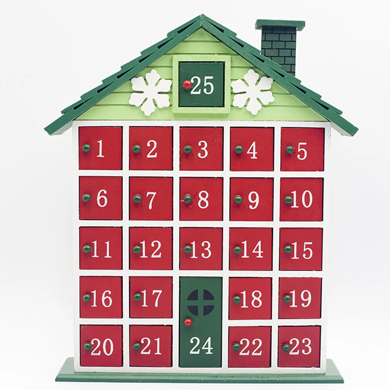 Деревянная коробка для хранения с календарем, Рождественское украшение для дома, коробка для хранения календарей для дома