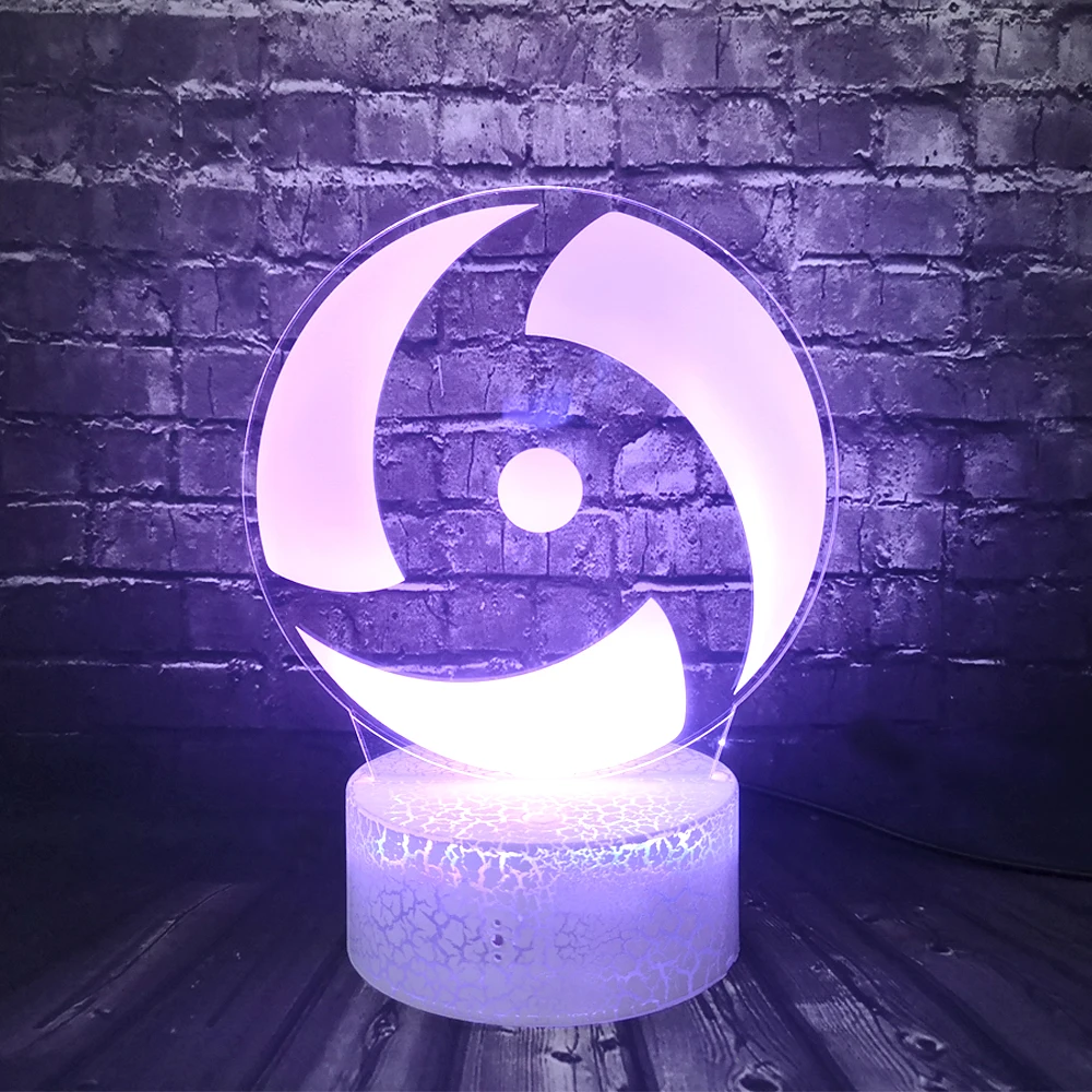 Ночник светильник для детей декор спальни Наруто Sharingan логотип аниме LED 3D