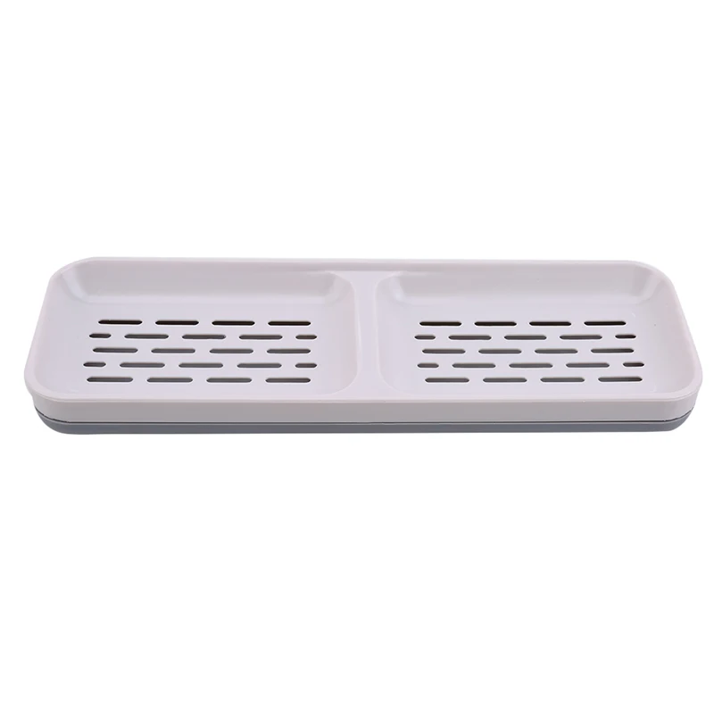 White Bathroom Storage Racks Punch-free Double-layer Drain Square Plastic Soap Box Double Grid Soap Holder For Wall-mounted - Цвет: White