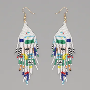 

Go2boho Boho Miyuki Earrings Women Handmade Beads Woven Long Tassel Big Earring For Ladies Native Jewelry American Bohemian Art