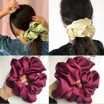 Oversized Scrunchies Big Rubber Hair Ties Elastic Hair Bands Girs Ponytail Holder Smooth Satin Scrunchie Women Hair Accessories 2