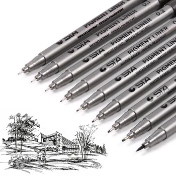

1pcs Brand Hook Line Pen Permanent Sketch Marker Pens for Art Painting Drawing Paint Pens for Student School Art Supplies 9 Size