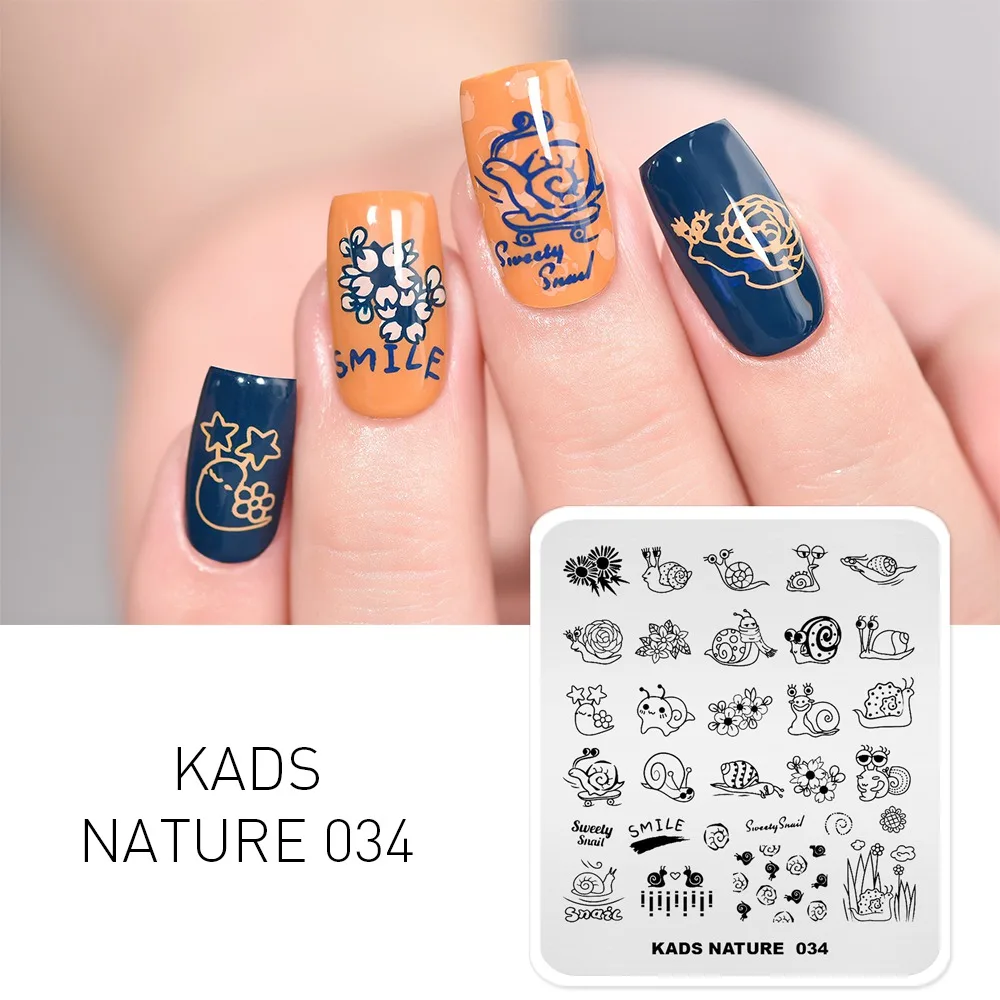 KADS шаблон для дизайна ногтей 35 дизайнов серия для дизайна ногтей штамп для штамповки изображения маникюрный шаблон для штамповки пластин трафарет Инструменты - Цвет: Nature 034