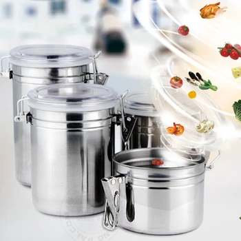

Stainless Steel Sealed Cans Storage Box Tea Tobacco Coffee Beans Storage Tanks Food Jars Preservation Bottle Kitchen Tools