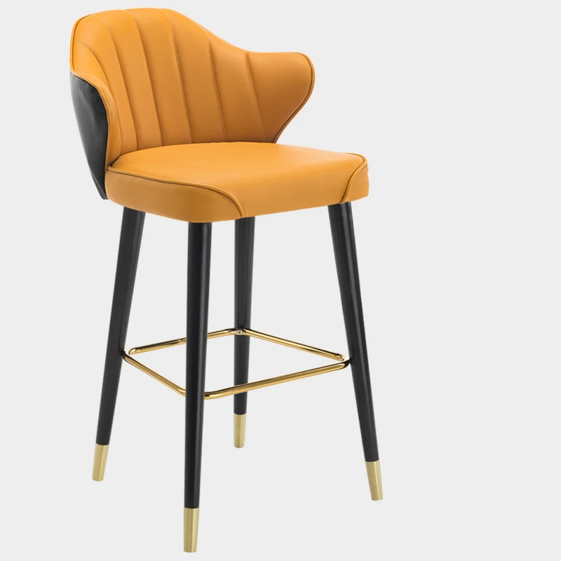 Барный стул из цельного дерева, стул для семейного ресторана, современный минималистичный компьютерный стул для учебы, высокий стул, Скандинавская Повседневная мебель - Цвет: A Orange 75CM