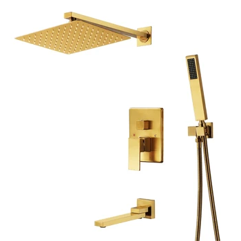 

M Boenn Rain Shower Systems Hot and Cold Shower Set Wall-mounted ShowerHeads Bathroom Faucet Mixer Tap Brushed Gold Shower Combo