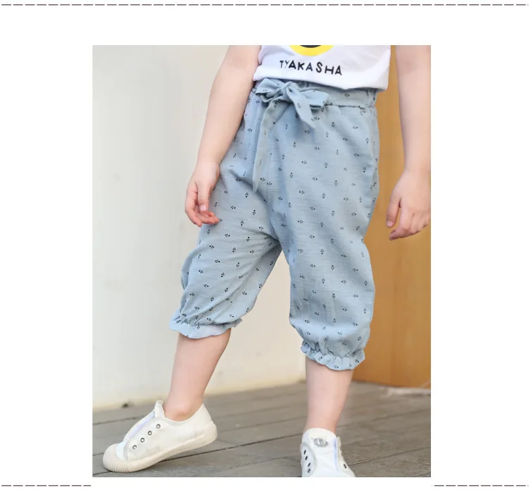Girls Anti Mosquito Pants Summer New Style CHILDREN'S Garment Baby Lantern Pants Cotton Linen Capri Pants