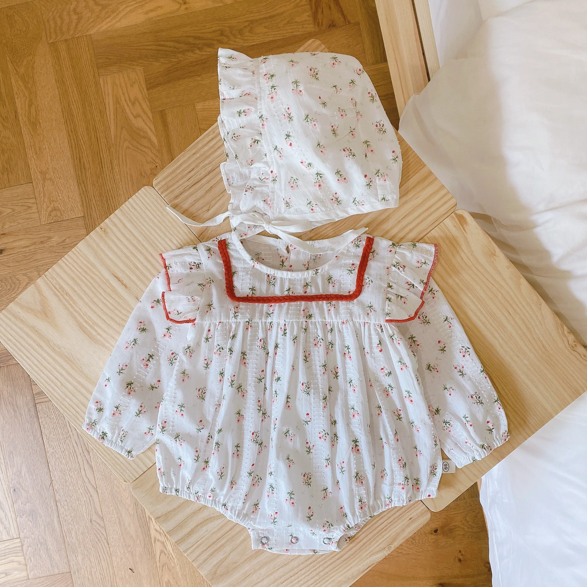 WLG Baby Clothes Girls Rompers Spring Autumn White Floral Printed Ruffle Long Sleeve Romper Toddler Girl Casual | Мать и ребенок