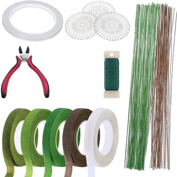 

NEW-Floral Arrangement Tool Kit Tape Stem Wrap Wire Cutter and Head Pins for Wedding Bouquet DIY