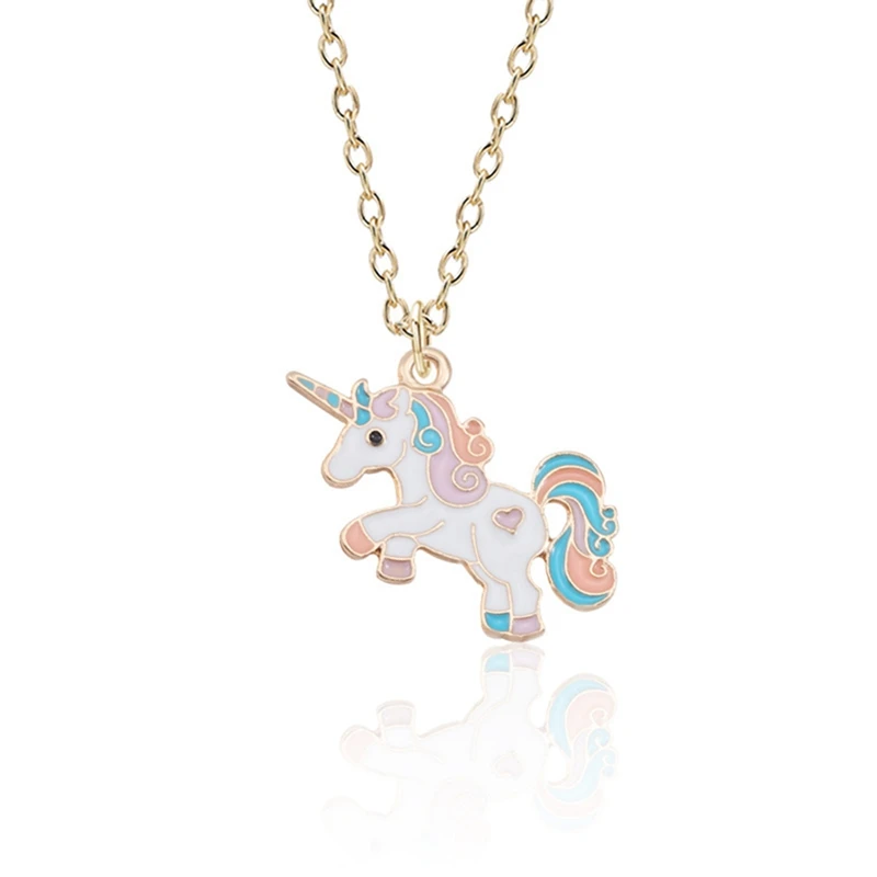 

Cute Unicorn Necklace For Girls Children Kids Enamel Cartoon Horse Jewelry Women Animal Colorful Necklace Pendant Unicorn Party