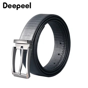 

Deepeel 1pc 3.5cm*115-125cm Men's Luxury Alloy Pin Buckle First Layer Cowhide Belt Youth Casual Business Men Accessories Belt
