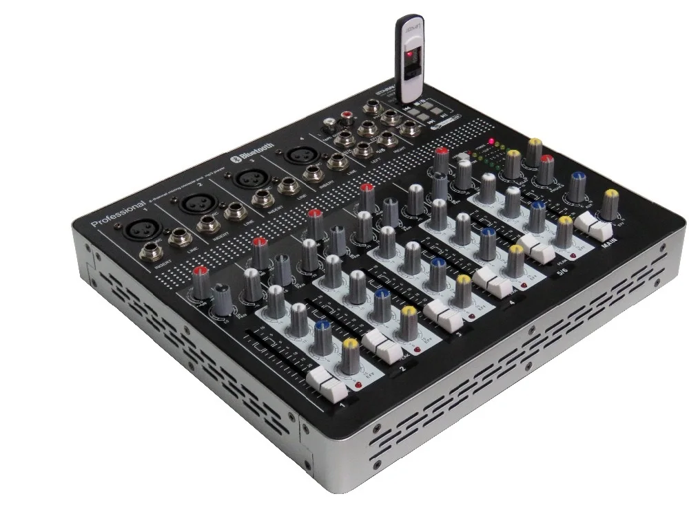6ch pure mixer for pro pa dj church audio ktv karaoke with mp3 play