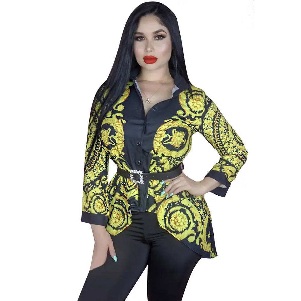 European and American fashion button long-sleeved shirt C1 |