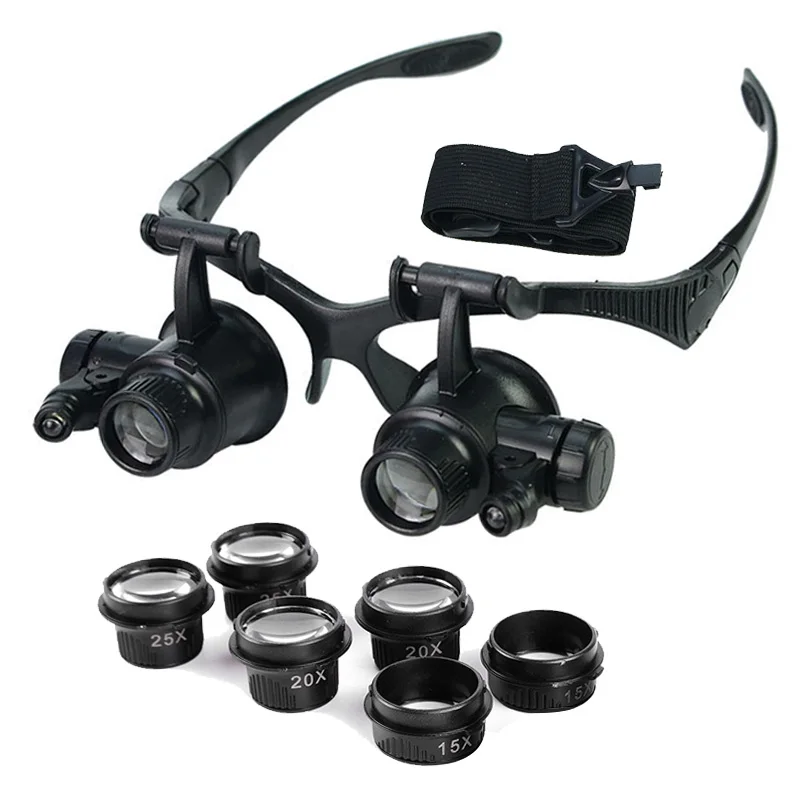 

Glasses Type Magnifying Glass NO.9892G 20X Binocular Eyeglasses Magnifier with LED Light