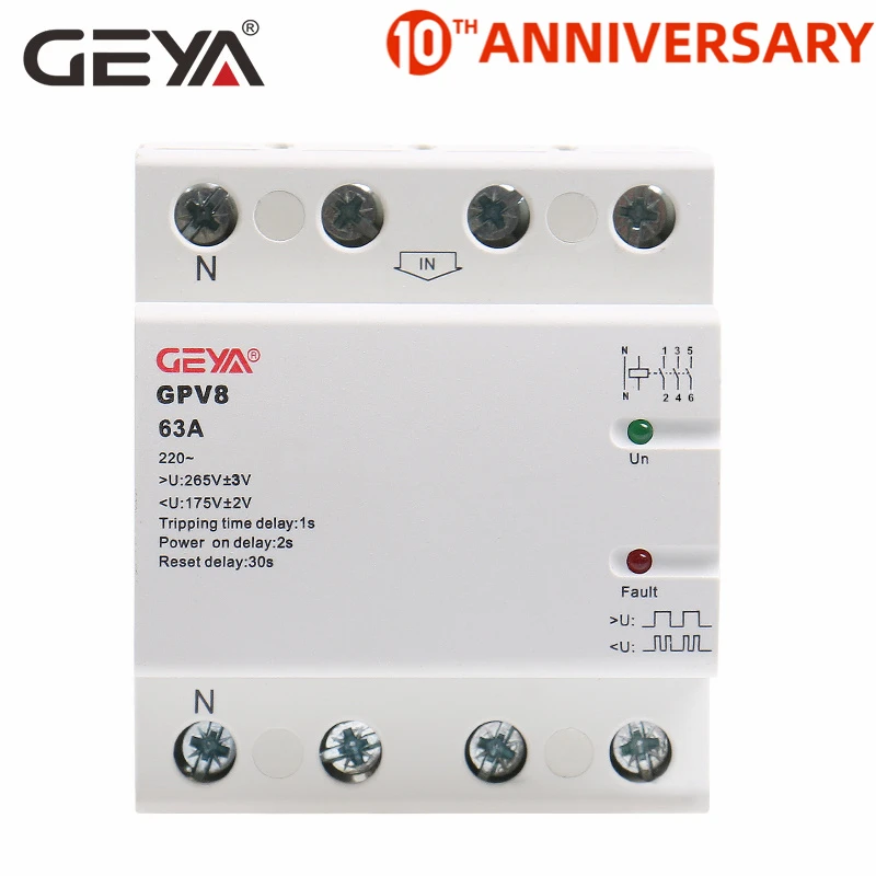 Recuperação sobre a Tensão e sob a Proteção da Tensão Frete Grátis Geya Auto Relé 32a 40a 50a 63a Gpv8-63u 220vac Mod. 146403