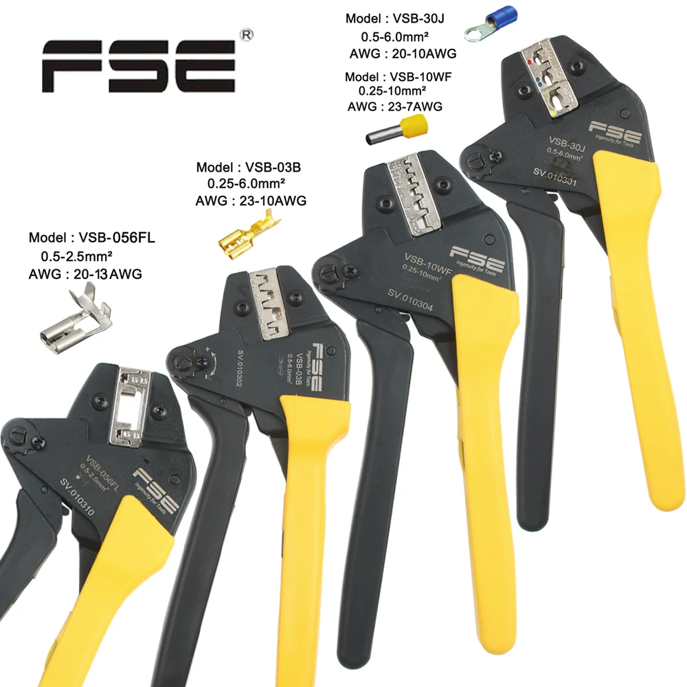 5 Dies Pro Ratchet Terminal Crimper Wire Crimping Pliers Tool Kit 0.5-35 mm² US 