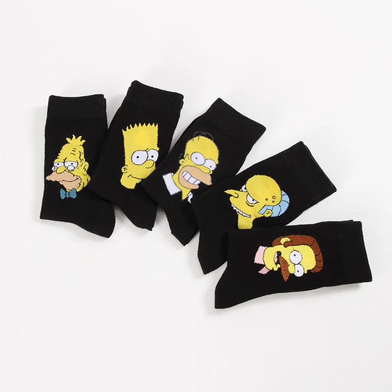 Персональные Новые забавные длинные хлопковые носки с героями мультфильма Симпсоны, Мужские осенние счастливые носки, Харадзюку, хип-хоп носки