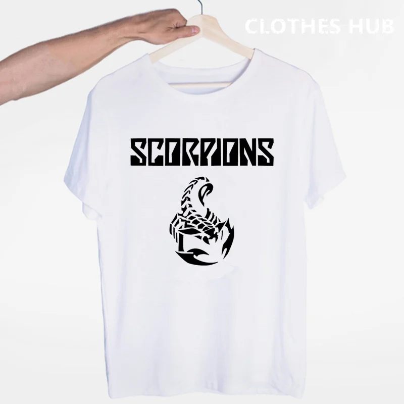  Men Printing Scorpions Rock T-shirt Summer Casual O-Neck Short Sleeve Metal Rock Band Tshirt