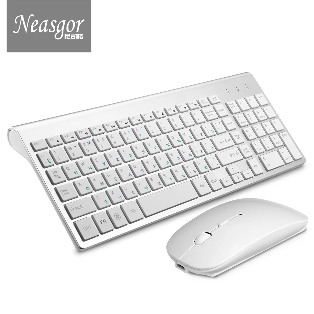 

Latest Neasgor Russian Version Wireless Keyboard Mouse Set Ergonomic PC Mouse Silent Button keyboard(Only mouse is rechargeable)