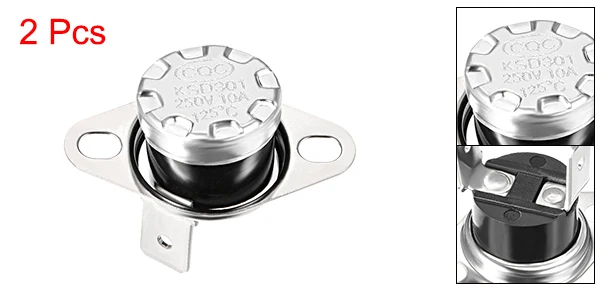 125 Celsius degree Uxcell 2 шт терморегулятор KSD301 40 °C-150 °C 10A нормально закрытый правый угол защиты приборов - Цвет: 125 Celsius degree