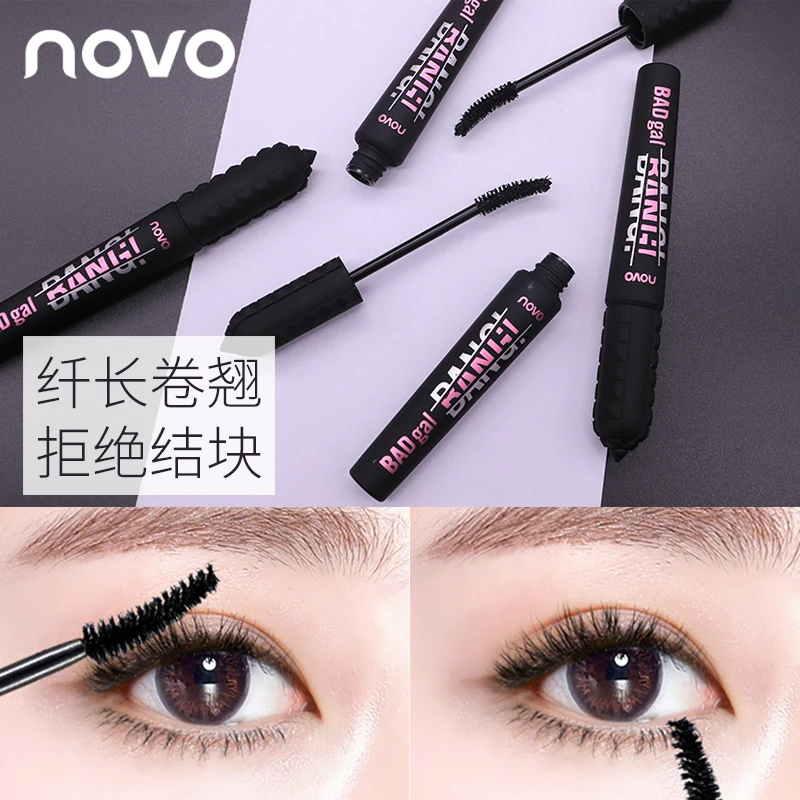 NOVO makeup mascara volume waterproof long lasting curling thick fiber eyelash mascara black lengthening makeup extension 2