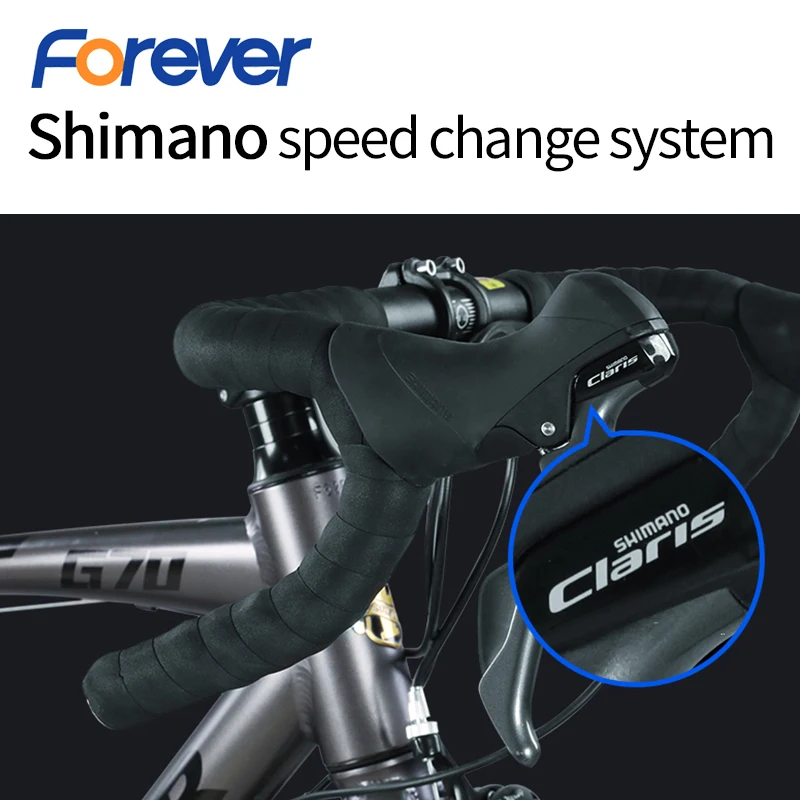 Flash Deal FOREVER 700C Road Bike Carbon Rode Bicycle Mountain Bike Dirt Bike with Aluminum Alloy Frame Racing Bike 16 Speed velo de Route 1