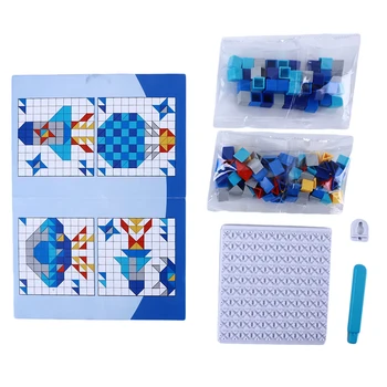 

Wooden Plastic Geometric Pattern Puzzle Early Educational DIY Cartoon Mosaic Puzzle Toys For Kids Wooden Intelligence Toys