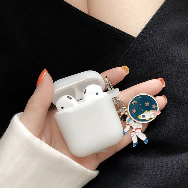 Милый космический астронавт, космонавт, брелок для Apple Airpods, чехол, аксессуары, чехол для наушников, силиконовый защитный чехол, коробка, защита от потери - Цвет: Clear White