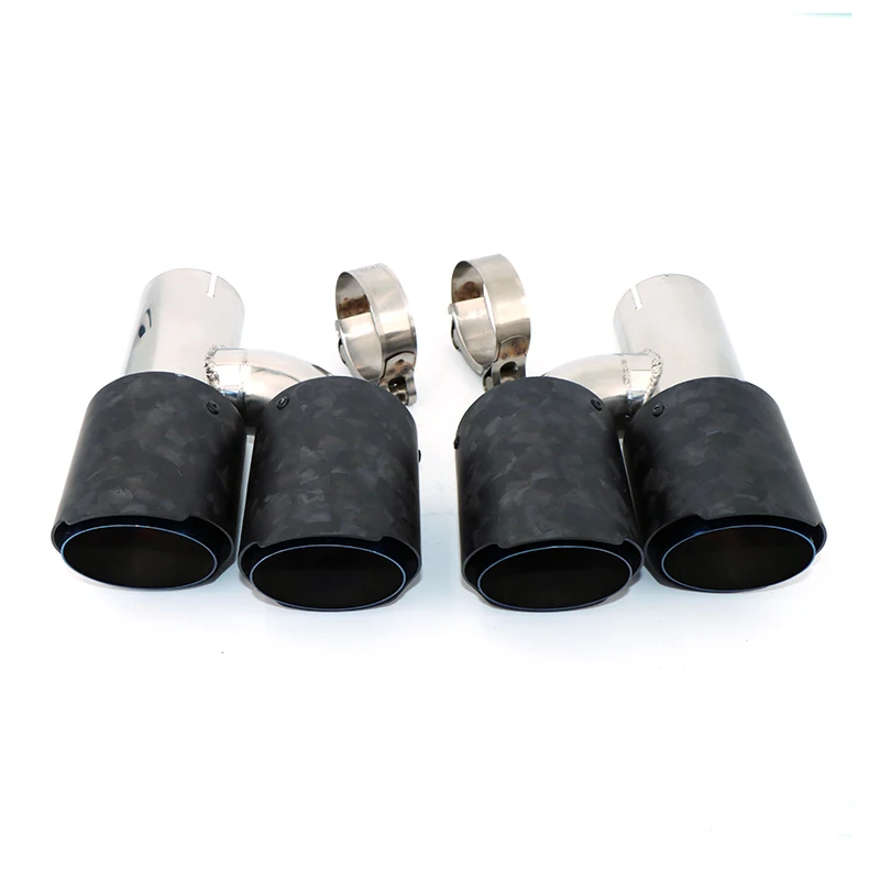exhaust pipe silencer tail throat H-shaped carbon fiber forged matte double outlet 304 stainless steel grilled blue tail  SZ015