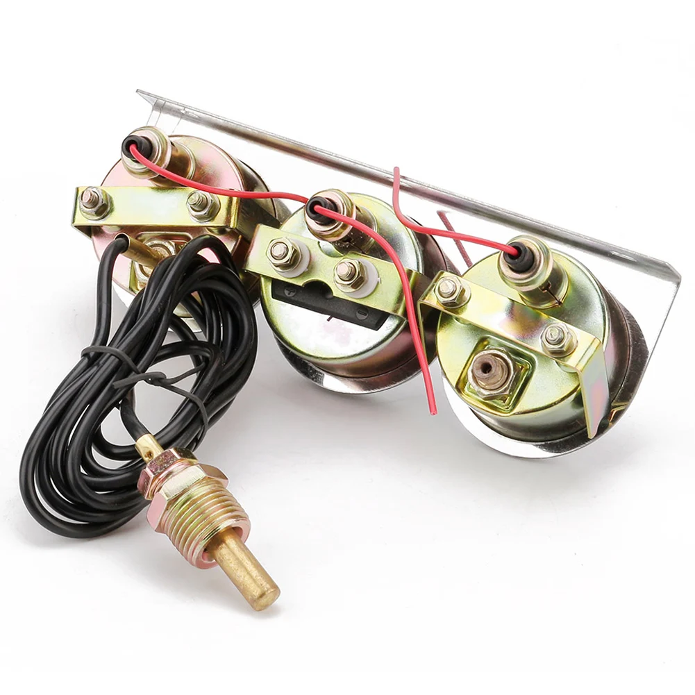 Автомобильный хромированный манометр измеритель температуры и давления масла с