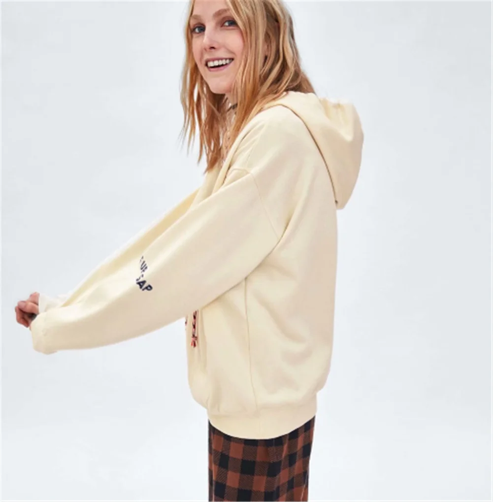 ZA Hoody Новая модная Осенняя шляпа с капюшоном богемные женские одноцветные фантазийные худи с поясом Дикие повседневные худи