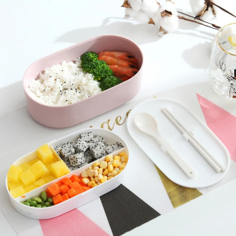 

Oval Lunch Box Portable Compartment Bento Box Sushi Food Container For Student Adult