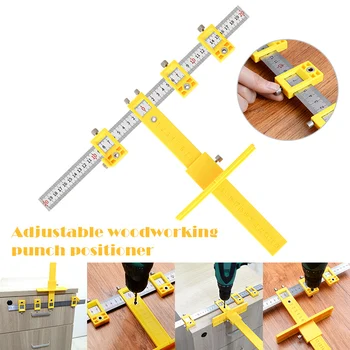 

Adjustable Punch Locator Detachable Woodworking Drilling Dowelling Hole Guide Tool Cabinet Drilling Positioner ALI88