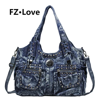 

Shiny Rhinestone Ladies Girls Womens Denim Handbag Jean Bag Denim Shoulder Bag Shopper Satchel Messenger Tote Crossbody Bags