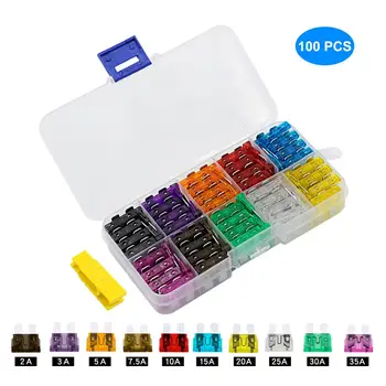 

100Pcs/lot STANDARD Car Auto Blade Fuse 2A, 3A, 5A, 7.5A, 10A, 15A, 20A, 25A, 30A,35A Truck Standard Blade Fuse Set