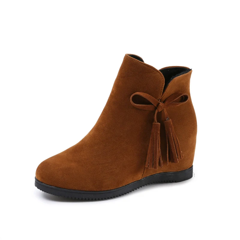 

2019 Winter Lady Inch Style Simple Bow Martin Boots Fashion Zipper High Help Casual Thick Base Comfort Martin Boots Black