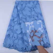 Gökyüzü mavi afrika dantel kumaş işlemeli nijeryalı düğün parti için gipür dantel elbise kumaş yüksek kalite tül dantel 1668