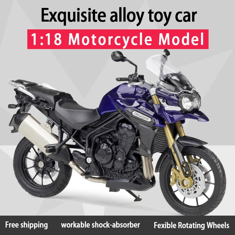 Модель литая из сплава Welly 1:18 TRIUMPH TIGER EXPLORER работающая игрушка-амортизатор для