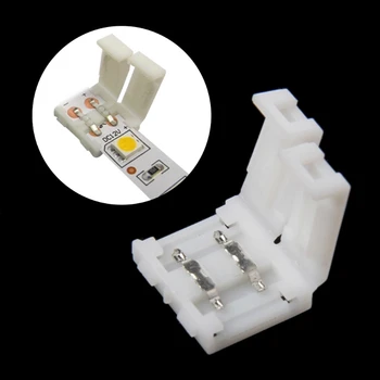 

Solderless Clip-on Coupler Connector 2 Pin 10mm For 5050 Single Color LED Strip Light LX9A