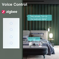 BSEED 2/3/4/6 GANG Zigbee สมาร์ท EU SINGLE Live 157 มม.สวิทช์ไฟสัมผัสแผงกระจกสมาร์ทสวิทช์ Alexa Smart Life Compatible 3