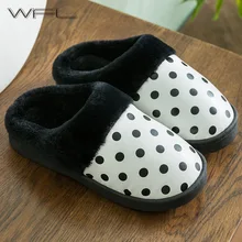 WFL/Мужская обувь из водонепроницаемого материала пу; теплые зимние домашние тапочки для мужчин; домашняя обувь; хлопковые тапочки на толстой нескользящей подошве