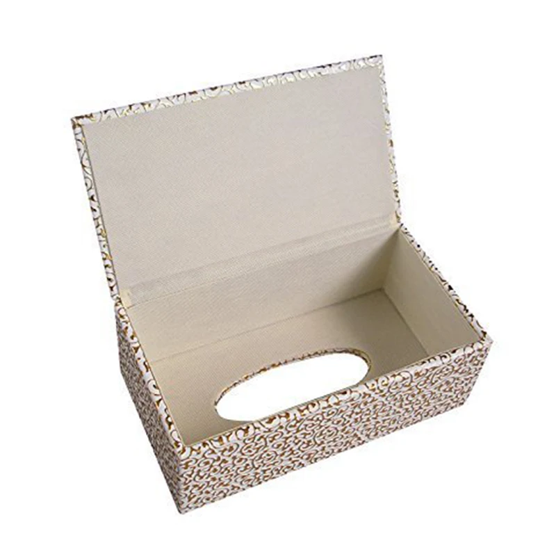  Big deal PU Leather Cosmetic Bag Box Handkerchief 25x14x9.5cm (Gold)