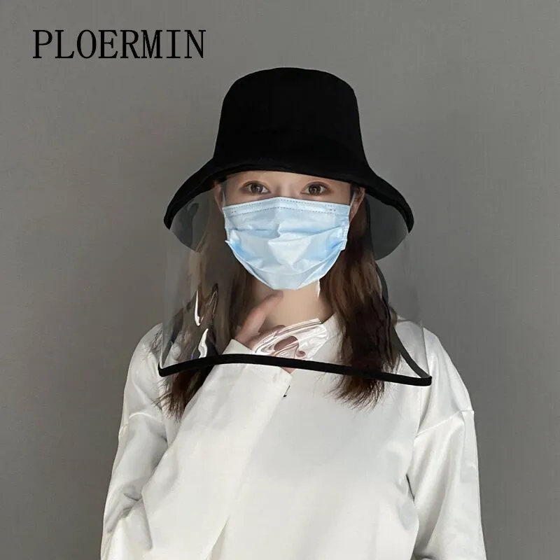 

Men Women Dust-proof Bucket Hat Outdoor Travel Anti-UV Fisherman Hats Sun Caps Protective Face Shield Transparent Mask